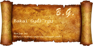 Bakai György névjegykártya